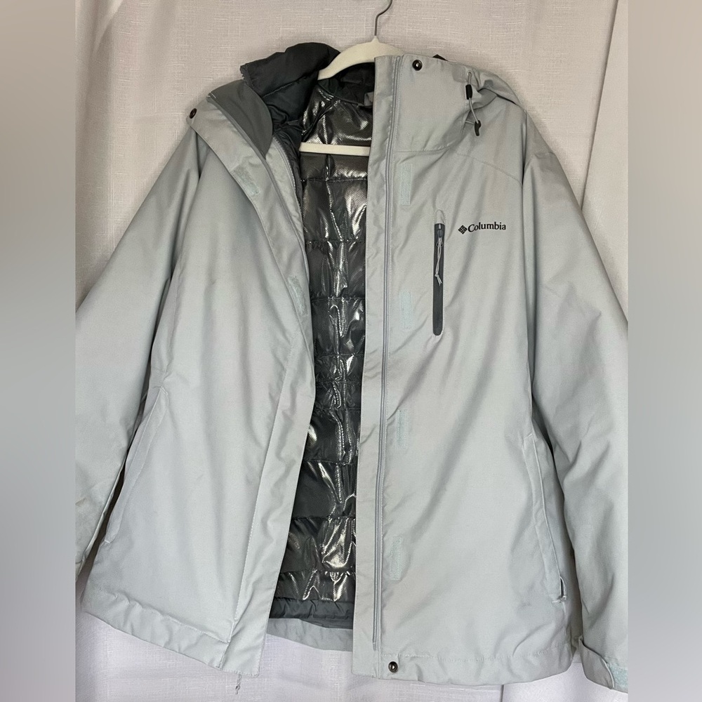 Columbia whirlibird IV interchange Jacket 2 piece Ski Jacket Gray Hooded
